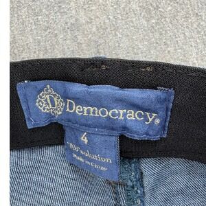 Democracy Jeans Womens 4 Absolution Distressed Frayed Hem Cropped Dark Wash